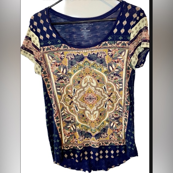 Lucky Brand High Low Boho Graphic T-shirt - Picture 3 of 10